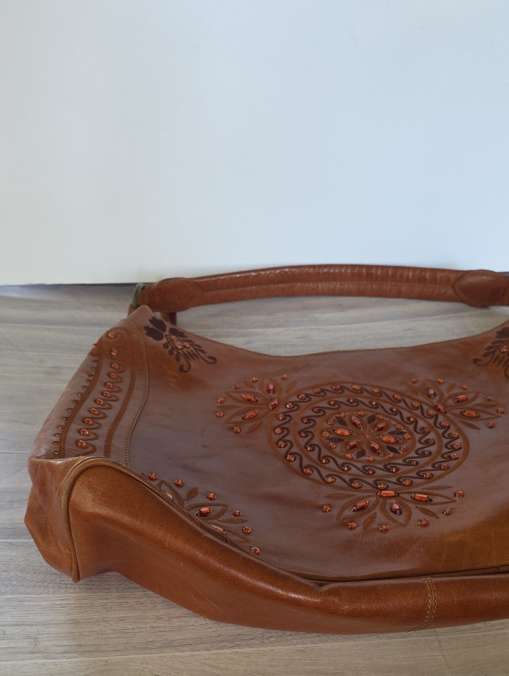 VNTG Wilsons Leather Large Rhinestone Gem Hobo Boho Western Shoulder Handbag - Picture 5 of 16